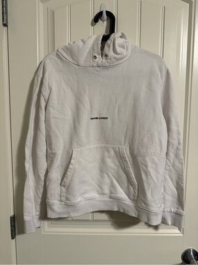Saint Laurent White Hoodie with Black and Red Logo